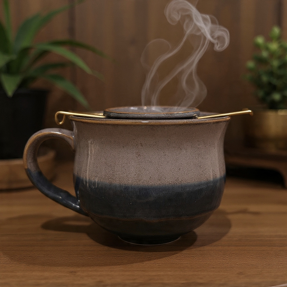 Glazed Ceramic Mug with Tea Strainer